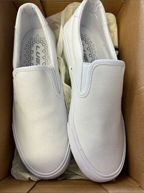 Lugz Women's White Slip-On Canvas Loafers